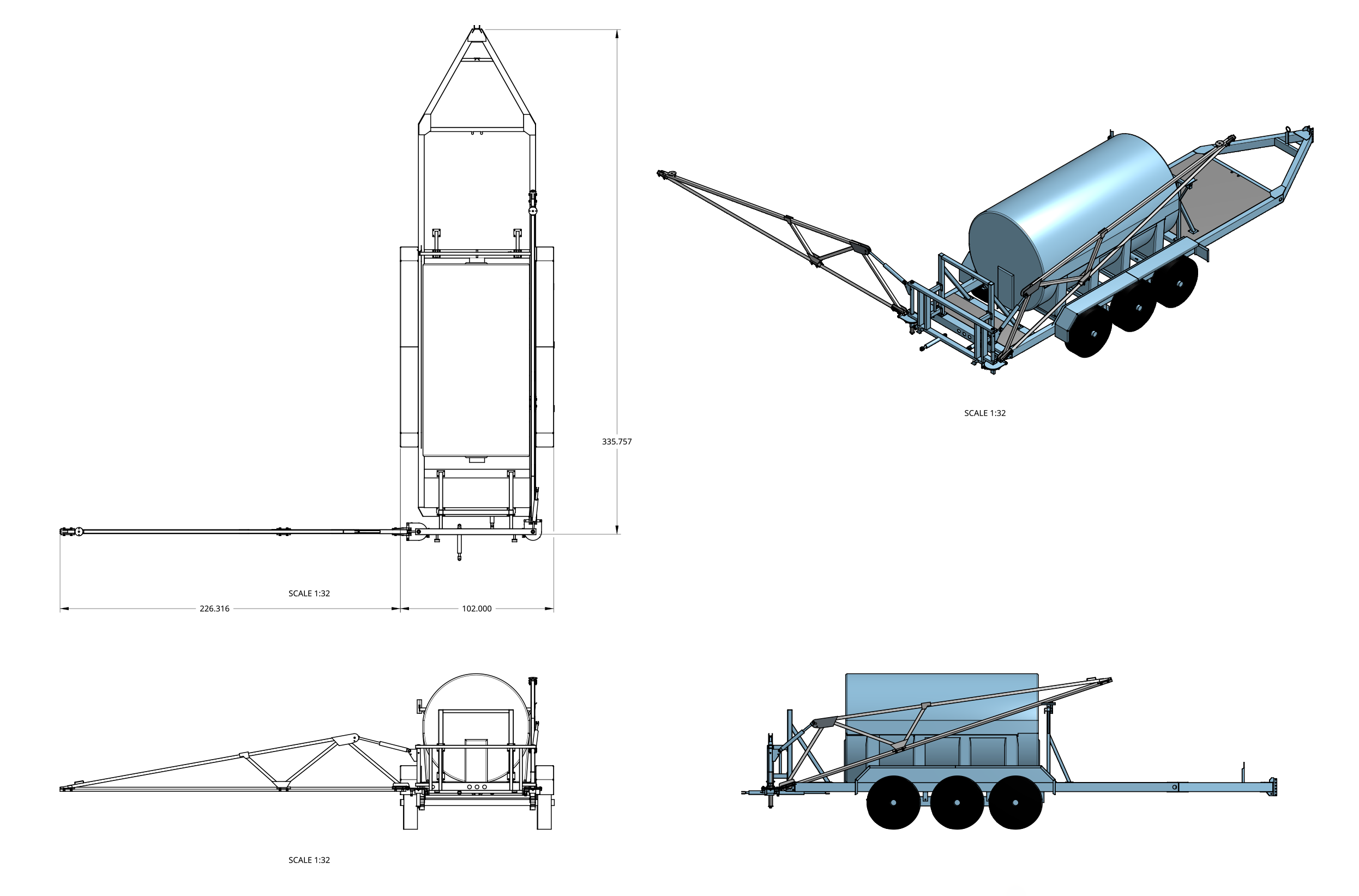 Schematic drawing of the Vamas SDT 1000 De-Icing trailer
