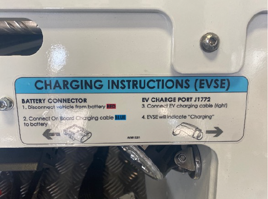 Instruction label on electric power source