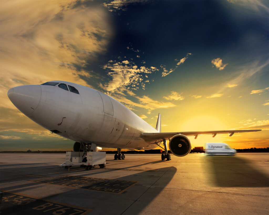 Airplane at sunset